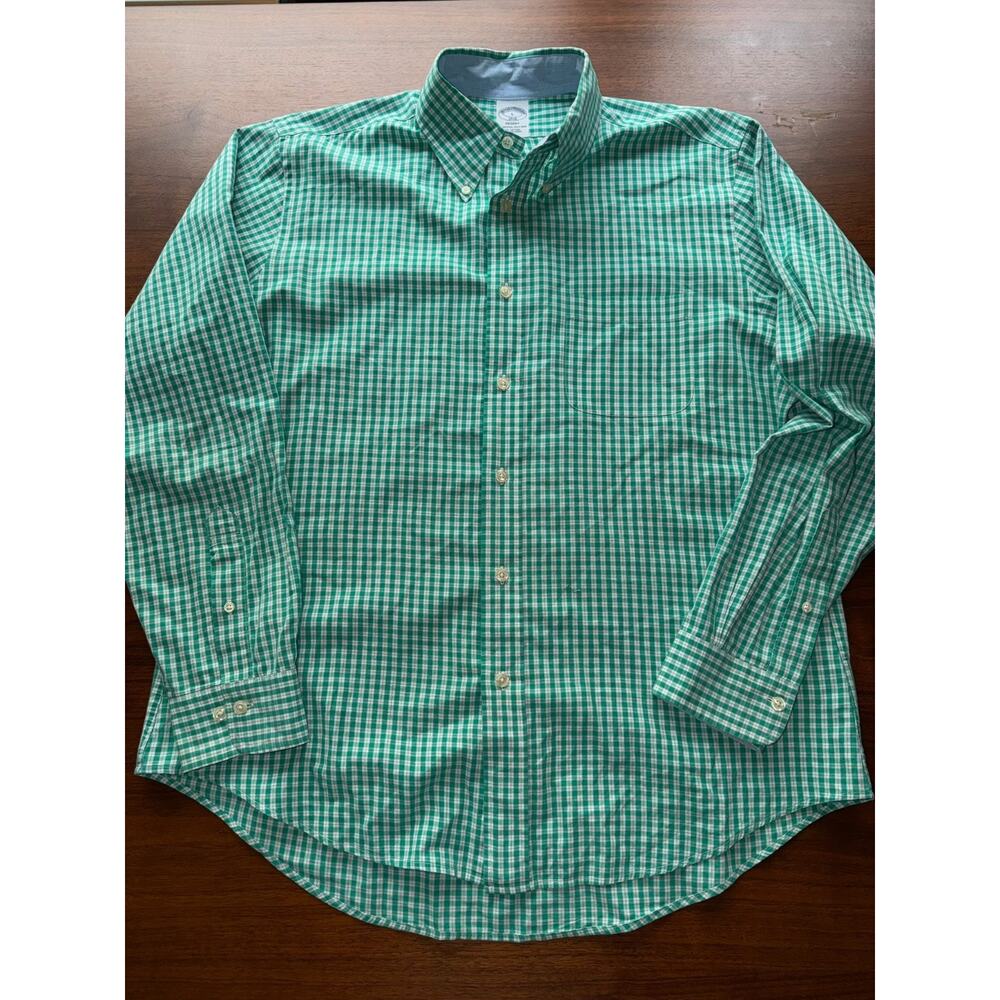 Brooks Brothers Regent Fit Green Tattersall Button-Down Shirt - Size L
